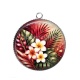 Pendentif Cabochon Argent - fleur exotique