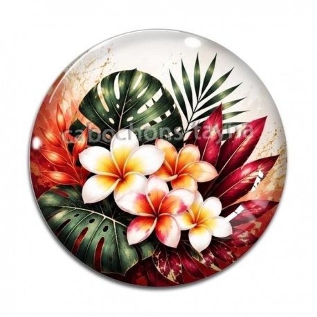 Cabochon Verre - fleur exotique