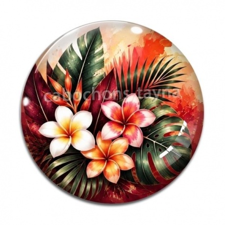 Cabochon Verre - fleur exotique