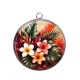 Pendentif Cabochon Argent - fleur exotique