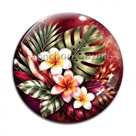 Cabochon Verre - fleur exotique