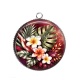Pendentif Cabochon Argent - fleur exotique