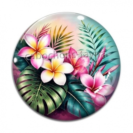 Cabochon Verre - fleur exotique