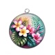 Pendentif Cabochon Argent - fleur exotique