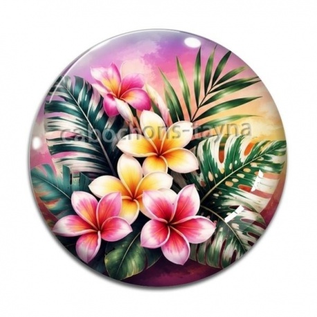Cabochon Verre - fleur exotique