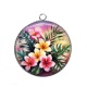 Pendentif Cabochon Argent - fleur exotique