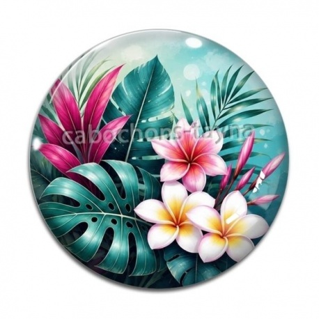 Cabochon Verre - fleur exotique