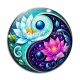 Cabochon Verre - yin yang fleur