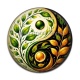 Cabochon Résine - yin yang feuille