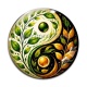 Cabochon Verre - yin yang feuille