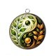 Pendentif Cabochon Argent - yin yang feuille