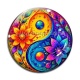 Cabochon Verre - yin yang fleur