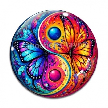 Cabochon Verre - yin yang 