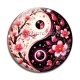 Cabochon Verre - yin yang fleur de cerisier
