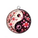 Pendentif Cabochon Argent - yin yang fleur de cerisier