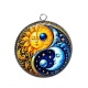 Pendentif Cabochon Argent - soleil lune