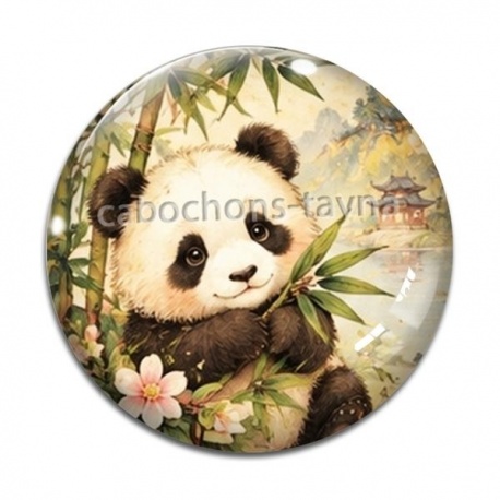 Cabochon Verre - panda