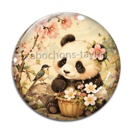 Cabochon Verre - panda