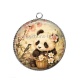 Pendentif Cabochon Argent - panda