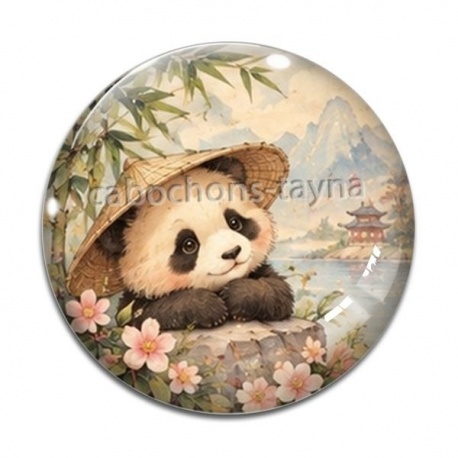 Cabochon Verre - panda