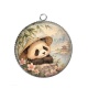 Pendentif Cabochon Argent - panda