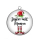 Pendentif Cabochon Argent - joyeux noël maman