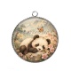 Pendentif Cabochon Argent - panda