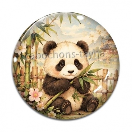 Cabochon Verre - panda