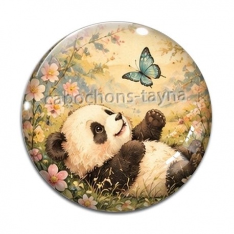 Cabochon Verre - panda