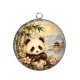 Pendentif Cabochon Argent - panda