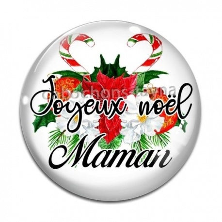 Cabochon Verre - joyeux noël maman