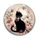 Cabochon Verre - chat noir