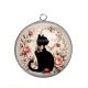 Pendentif Cabochon Argent - chat noir