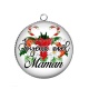 Pendentif Cabochon Argent - joyeux noël maman