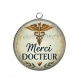 Pendentif Cabochon Argent - merci docteur