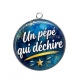 Pendentif Cabochon Argent - un pépé qui déchire