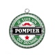 Pendentif Cabochon Argent - je suis un pompier qui déchire