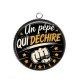 Pendentif Cabochon Argent - un pépé qui déchire