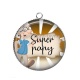 Pendentif Cabochon Argent - super papy