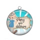 Pendentif Cabochon Argent - papy qui déchire