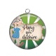 Pendentif Cabochon Argent - papy qui déchire