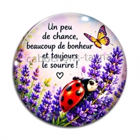 Cabochon Verre - porte bonheur slogan