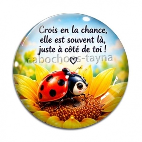 Cabochon Verre - porte bonheur slogan