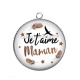 Pendentif Cabochon Argent - je t'aime maman