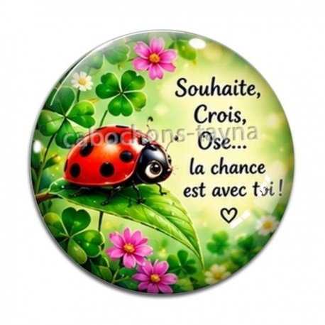 Cabochon Verre - porte bonheur slogan