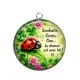 Pendentif Cabochon Argent - porte bonheur slogan