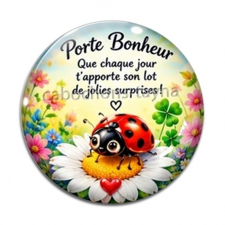 Cabochon Verre - porte bonheur slogan