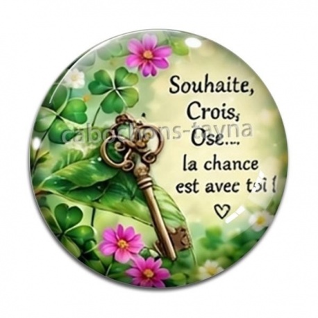 Cabochon Verre - porte bonheur proverbe