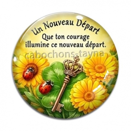 Cabochon Verre - porte bonheur nouveau départ