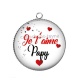 Pendentif Cabochon Argent - je t'aime papy